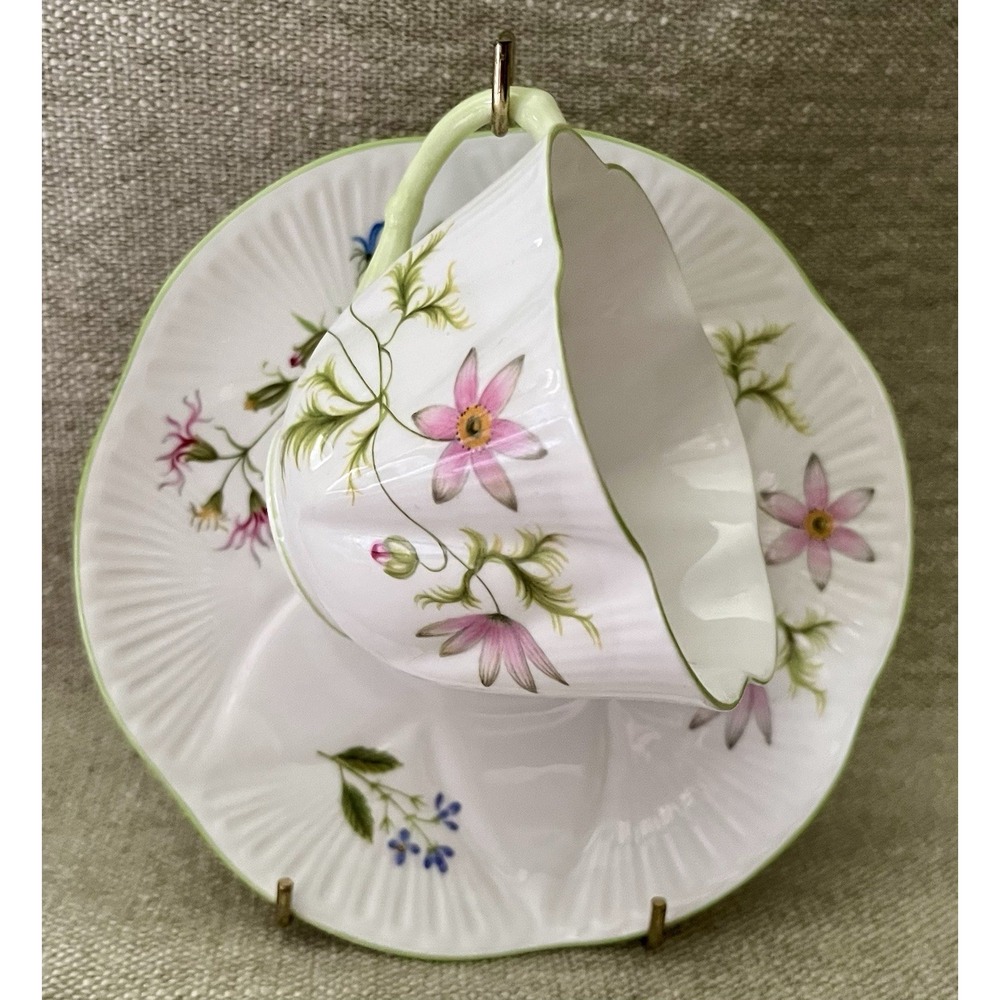 Shelley England Wild Anemone 13977 Dainty Teacup and Saucer Set Vintage China